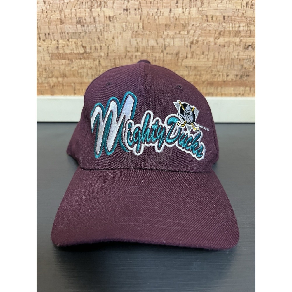 Vtg‎ Mighty Ducks Starter Hat Spell Out Logo Wool NHL Hockey Cap StarFit Unworn